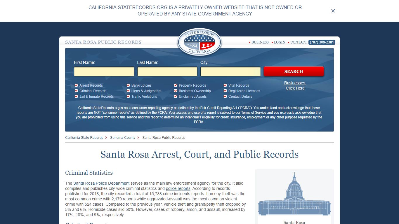 Santa Rosa Arrest, Court, and Public Records